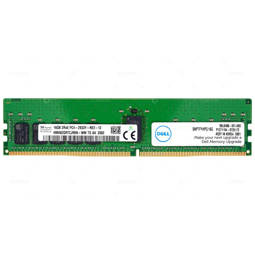 SNPTFYHPC-16G  DELL DDR4 16GB 2RX8 PC4-23400 2933MHZ RDIMM FOR POWEREDGE R640 XL